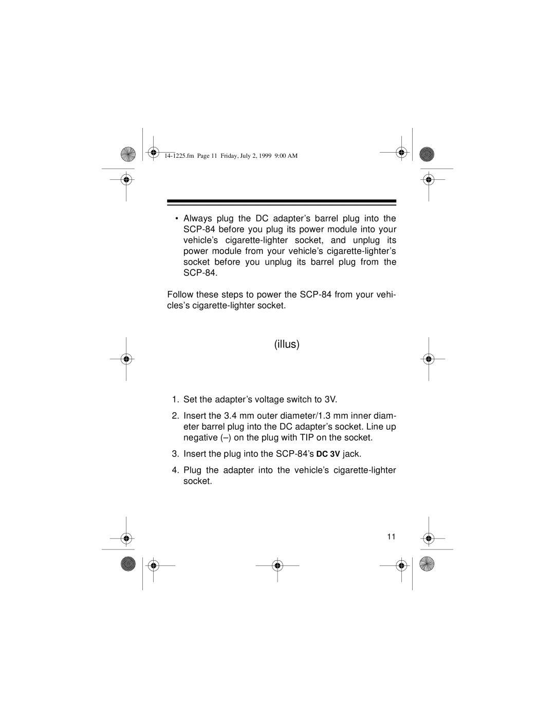 Optimus SCP-84 owner manual Fm Page 11 Friday, July 2, 1999 900 AM 