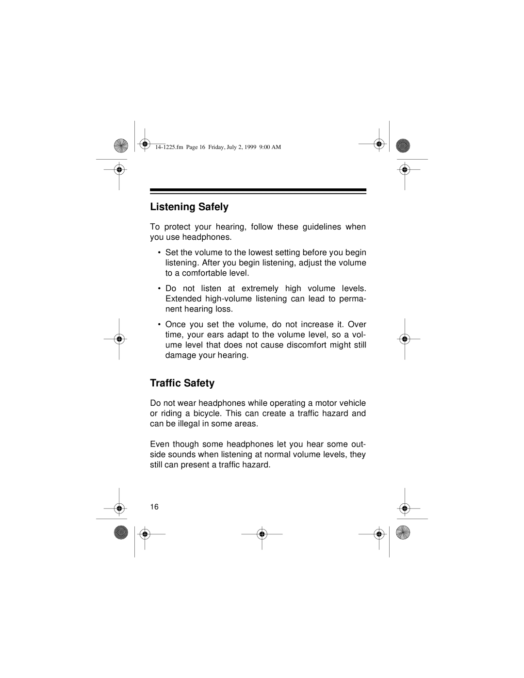 Optimus SCP-84 owner manual Listening Safely 