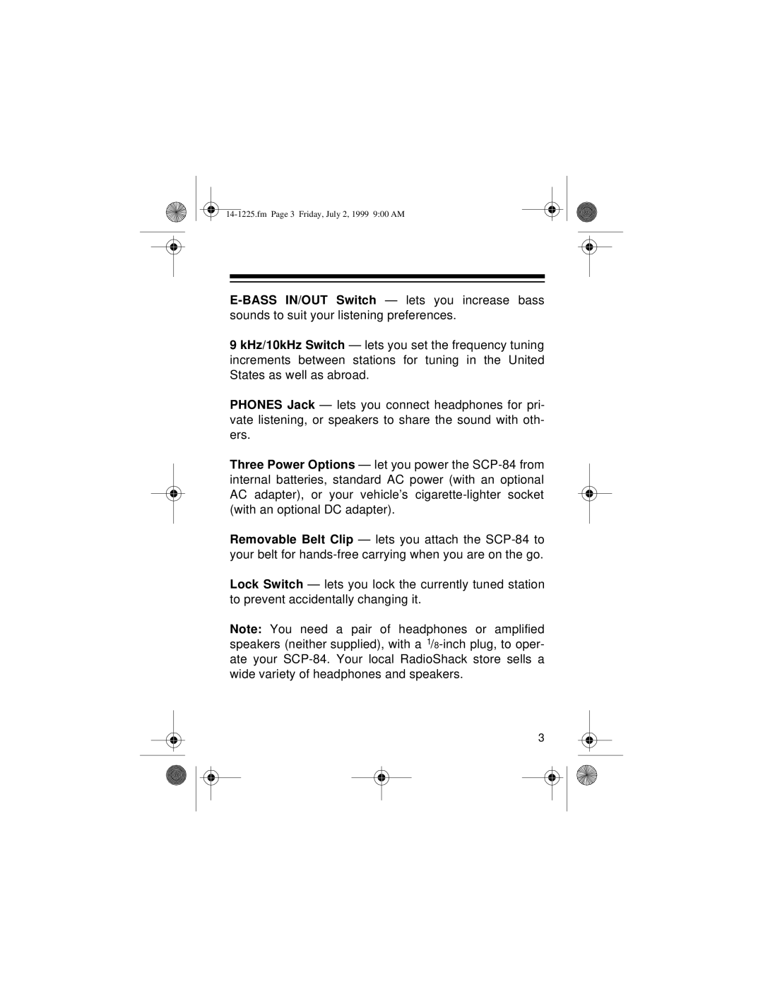 Optimus SCP-84 owner manual Fm Page 3 Friday, July 2, 1999 900 AM 