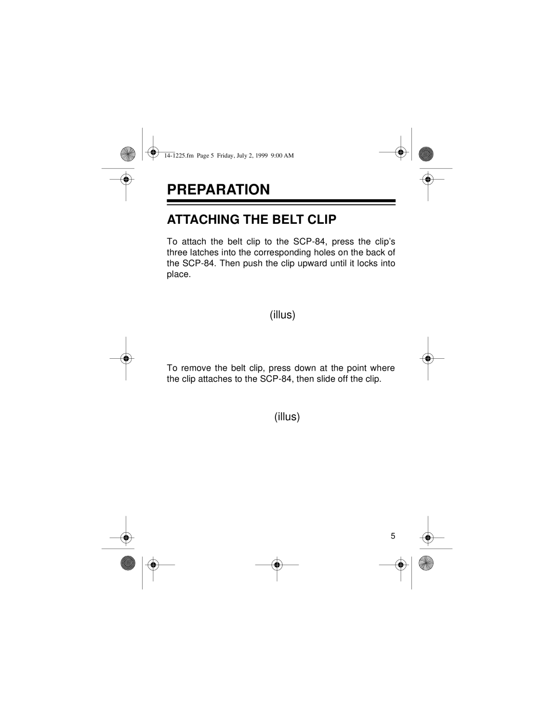 Optimus SCP-84 owner manual Preparation, Attaching the Belt Clip 