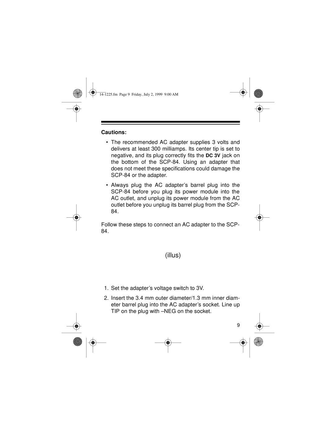 Optimus SCP-84 owner manual Fm Page 9 Friday, July 2, 1999 900 AM 