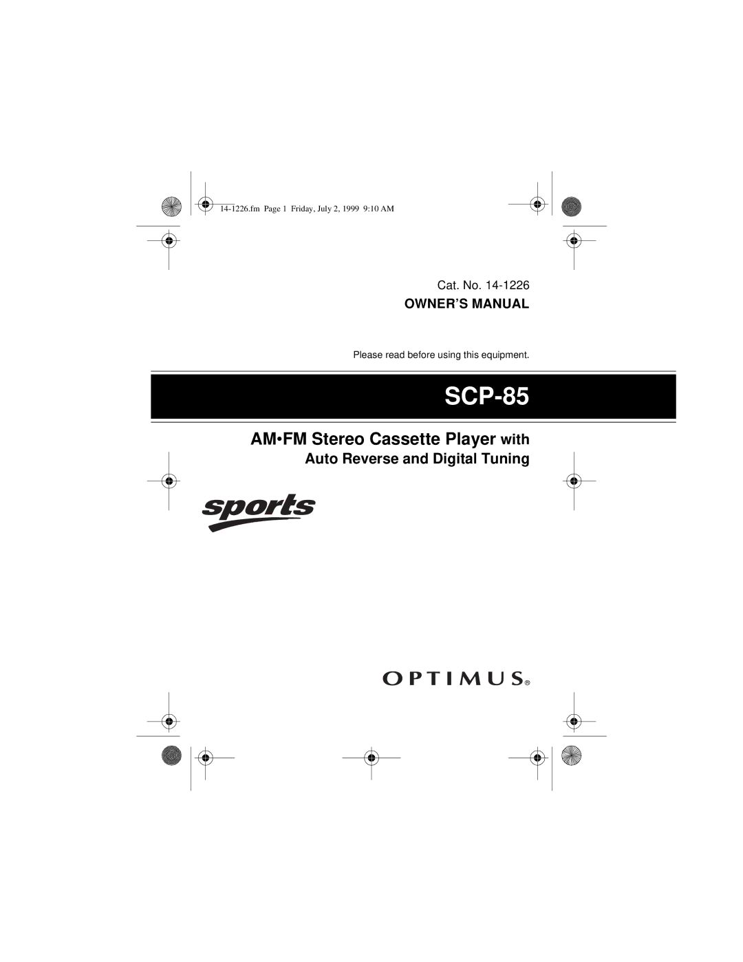 Optimus SCP-85 owner manual 