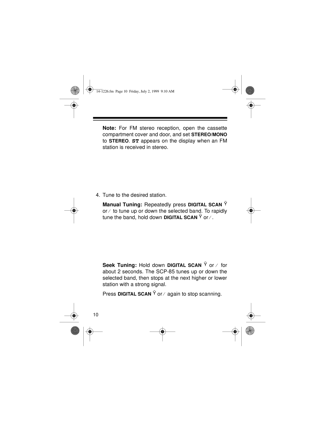 Optimus SCP-85 owner manual Fm Page 10 Friday, July 2, 1999 910 AM 