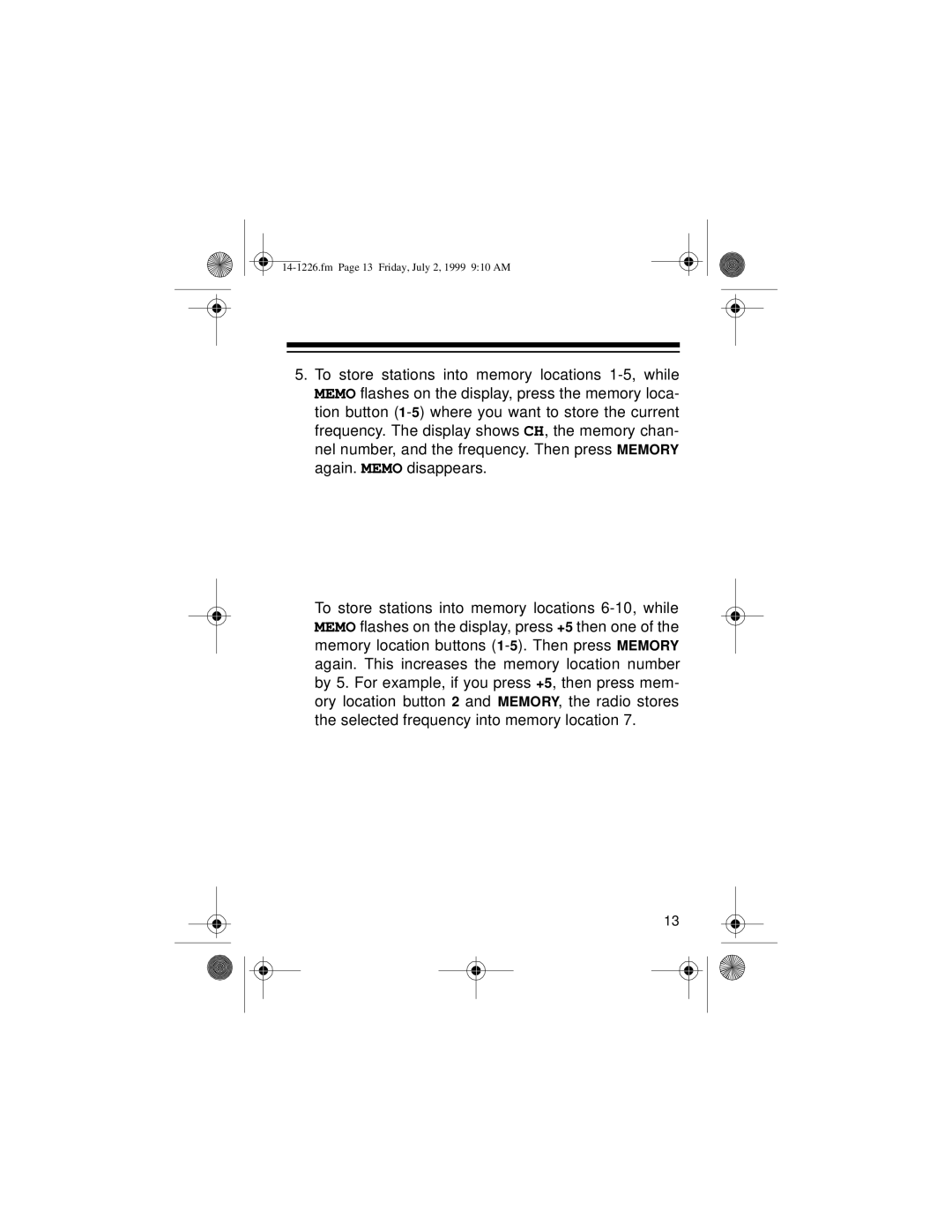 Optimus SCP-85 owner manual Fm Page 13 Friday, July 2, 1999 910 AM 