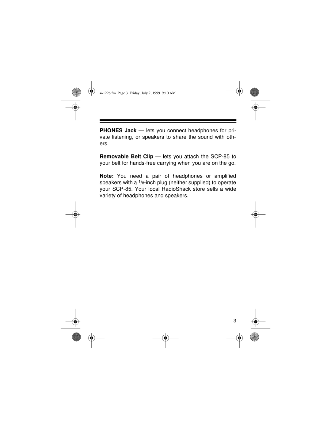 Optimus SCP-85 owner manual Fm Page 3 Friday, July 2, 1999 910 AM 