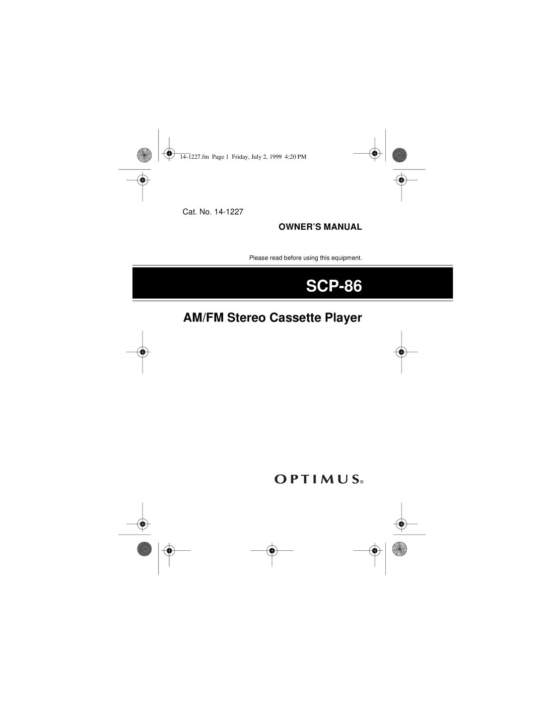 Optimus SCP-86 owner manual 