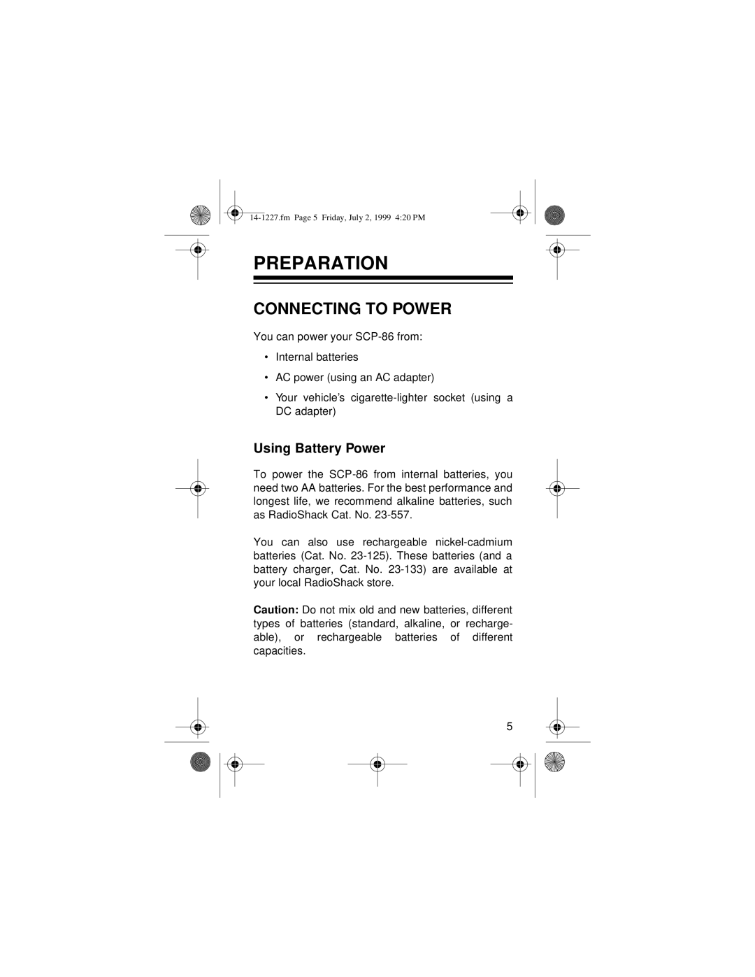 Optimus SCP-86 owner manual Preparation, Connecting to Power, Using Battery Power 