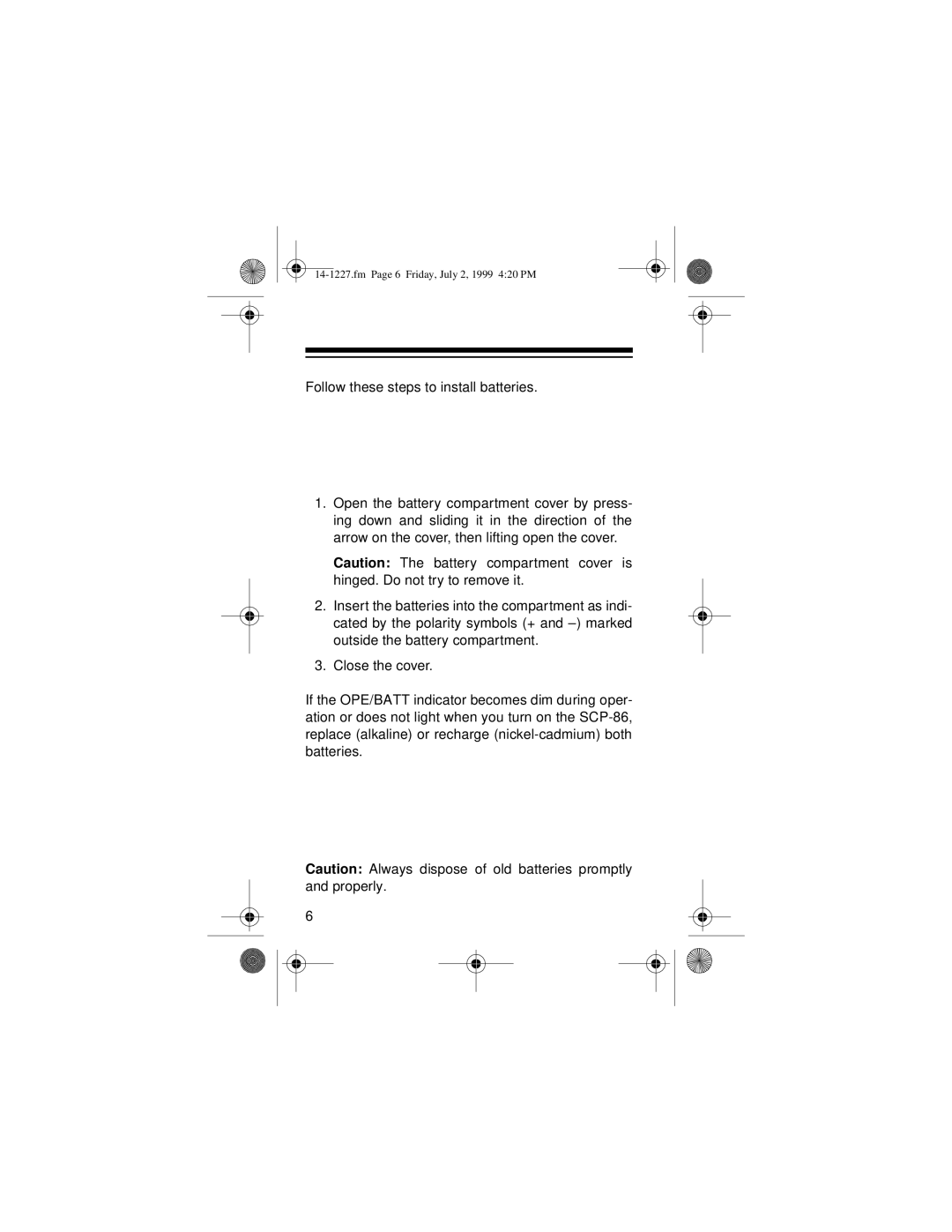 Optimus SCP-86 owner manual Fm Page 6 Friday, July 2, 1999 420 PM 