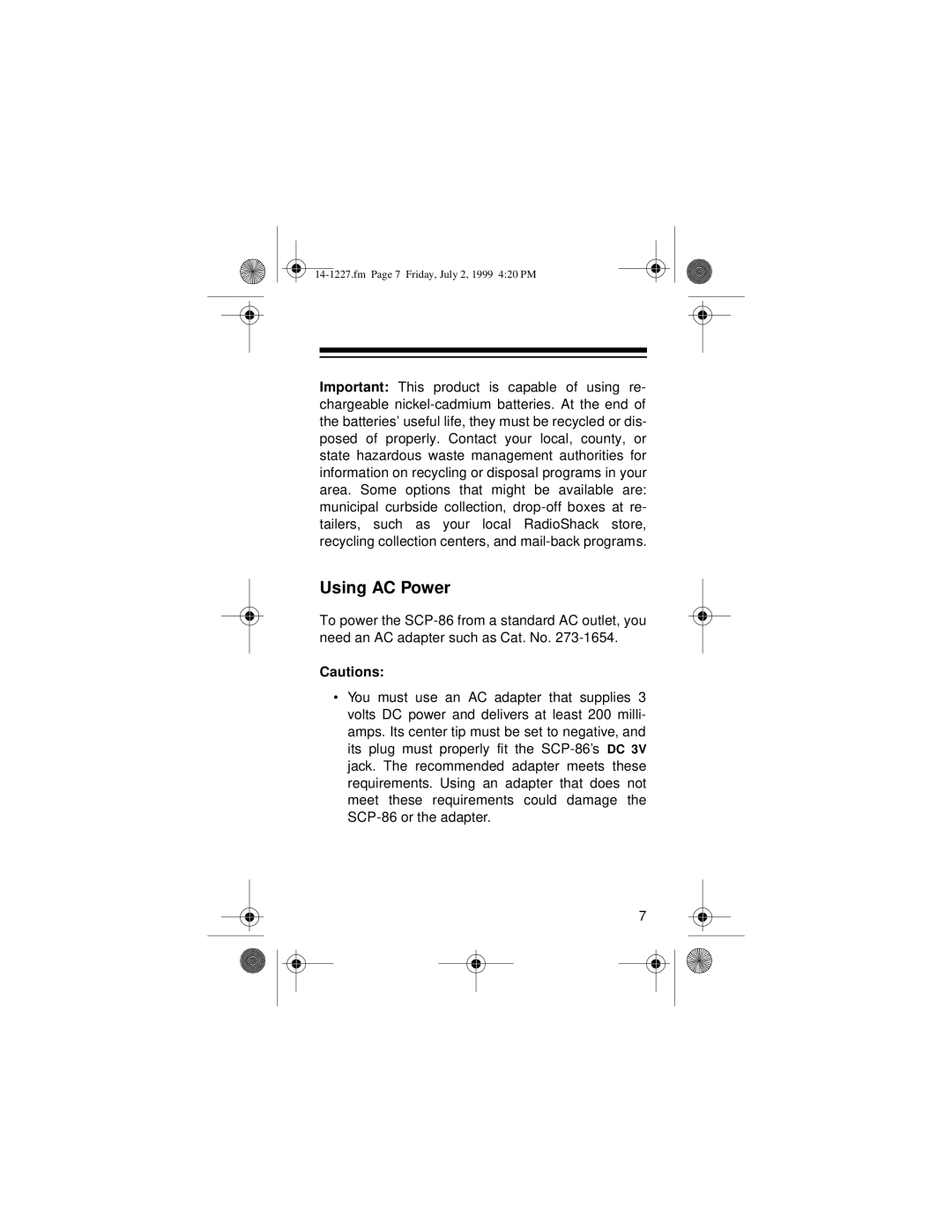 Optimus SCP-86 owner manual Using AC Power 