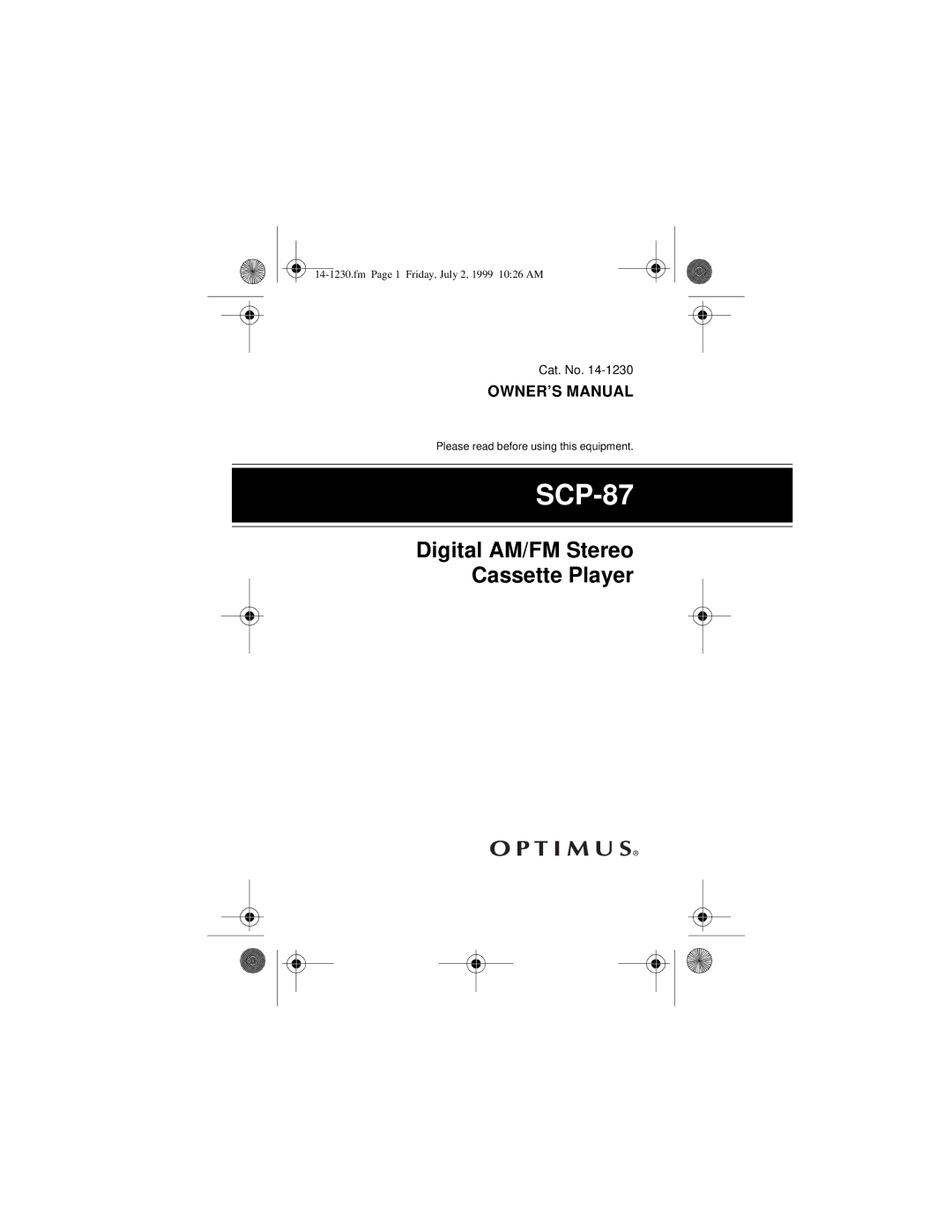 Optimus SCP-87 owner manual 