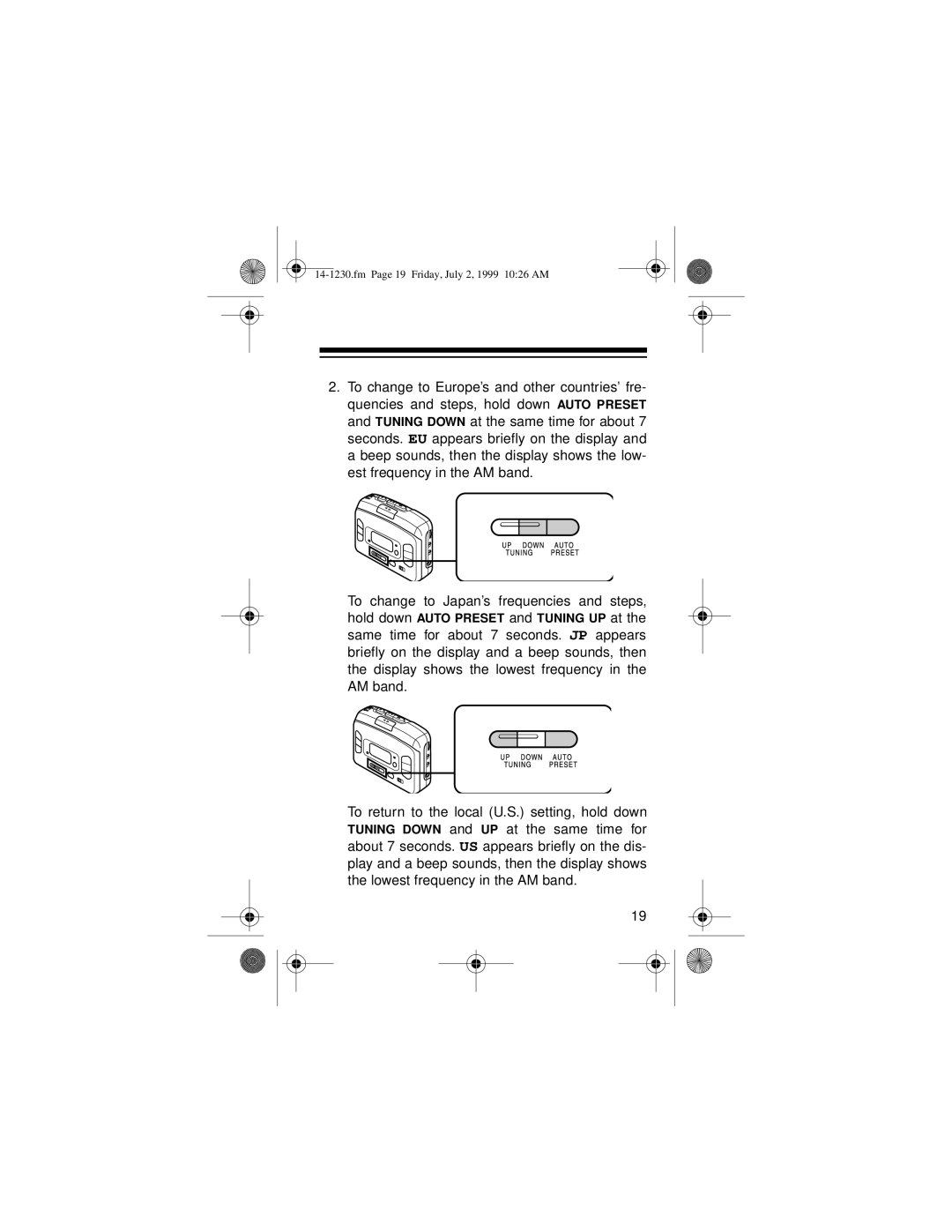 Optimus SCP-87 owner manual Fm Page 19 Friday, July 2, 1999 1026 AM 