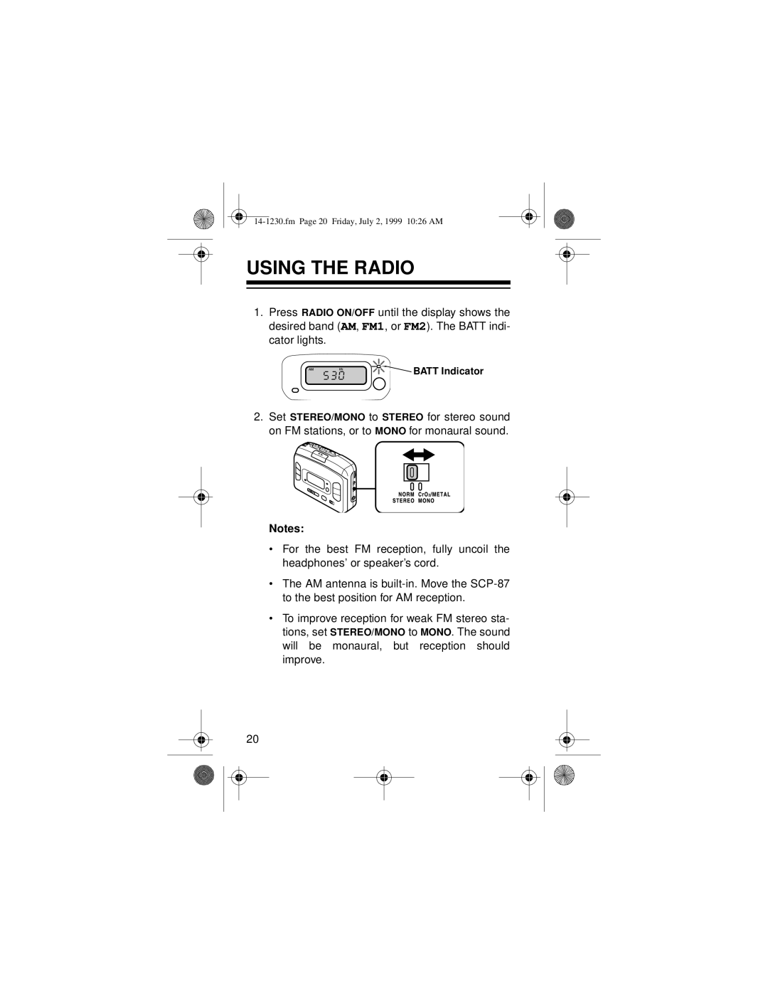 Optimus SCP-87 owner manual Using the Radio 