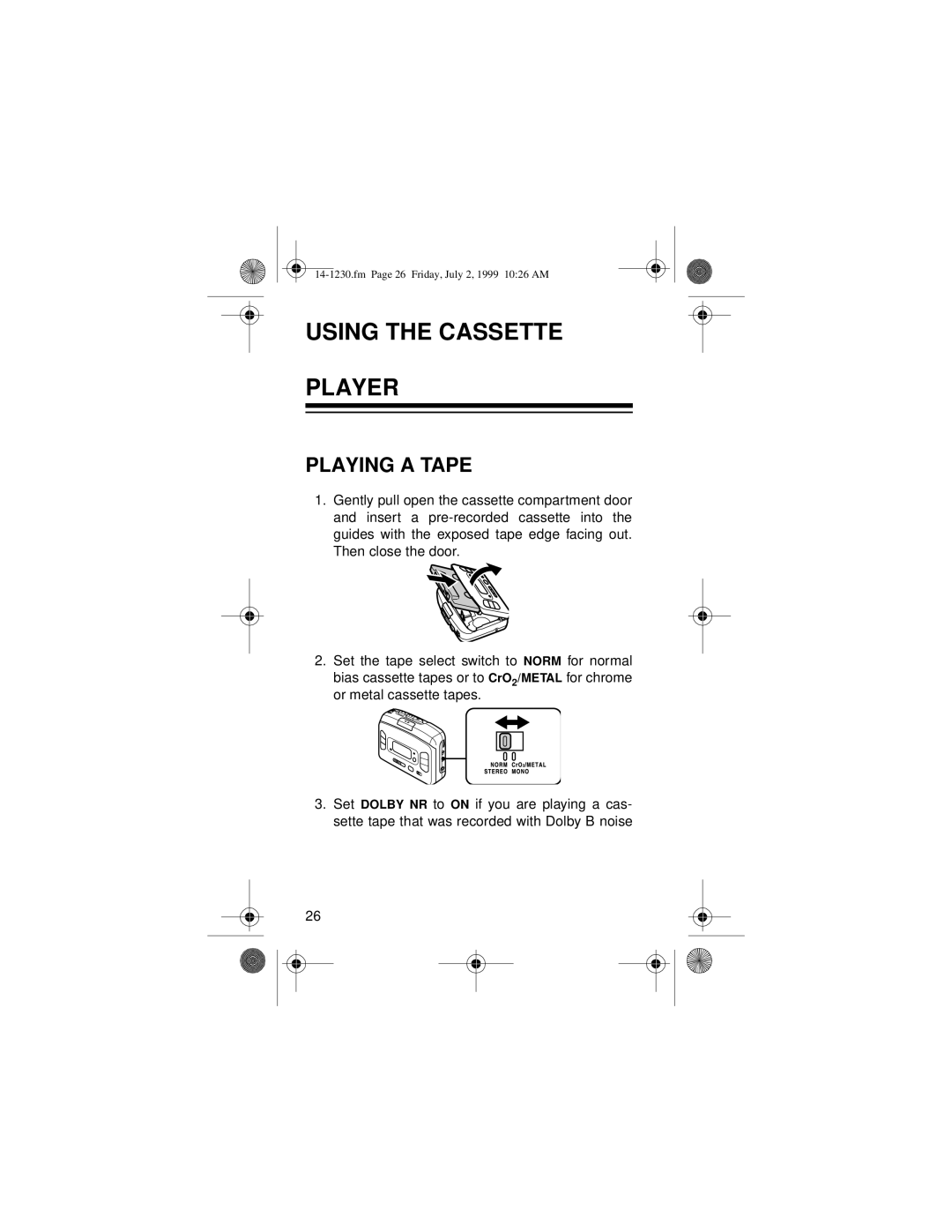 Optimus SCP-87 owner manual Using the Cassette Player, Playing a Tape 