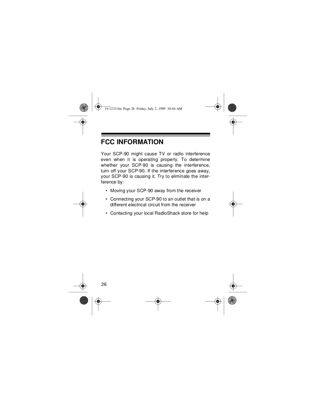 Optimus SCP-90 owner manual FCC Information 