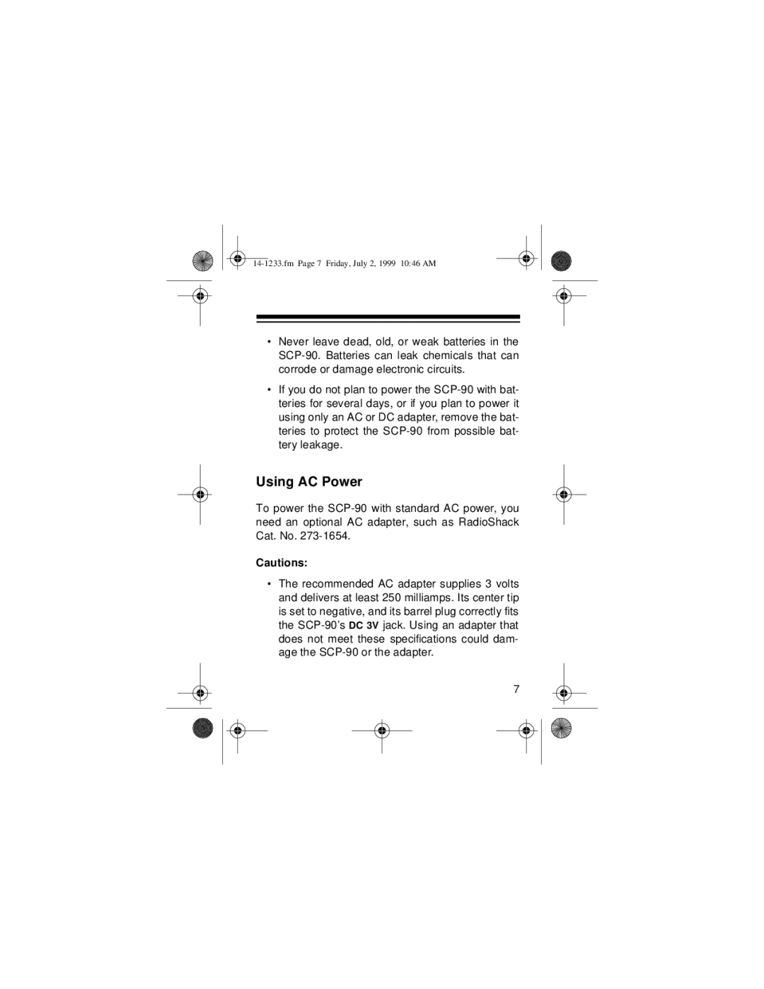 Optimus SCP-90 owner manual Using AC Power 