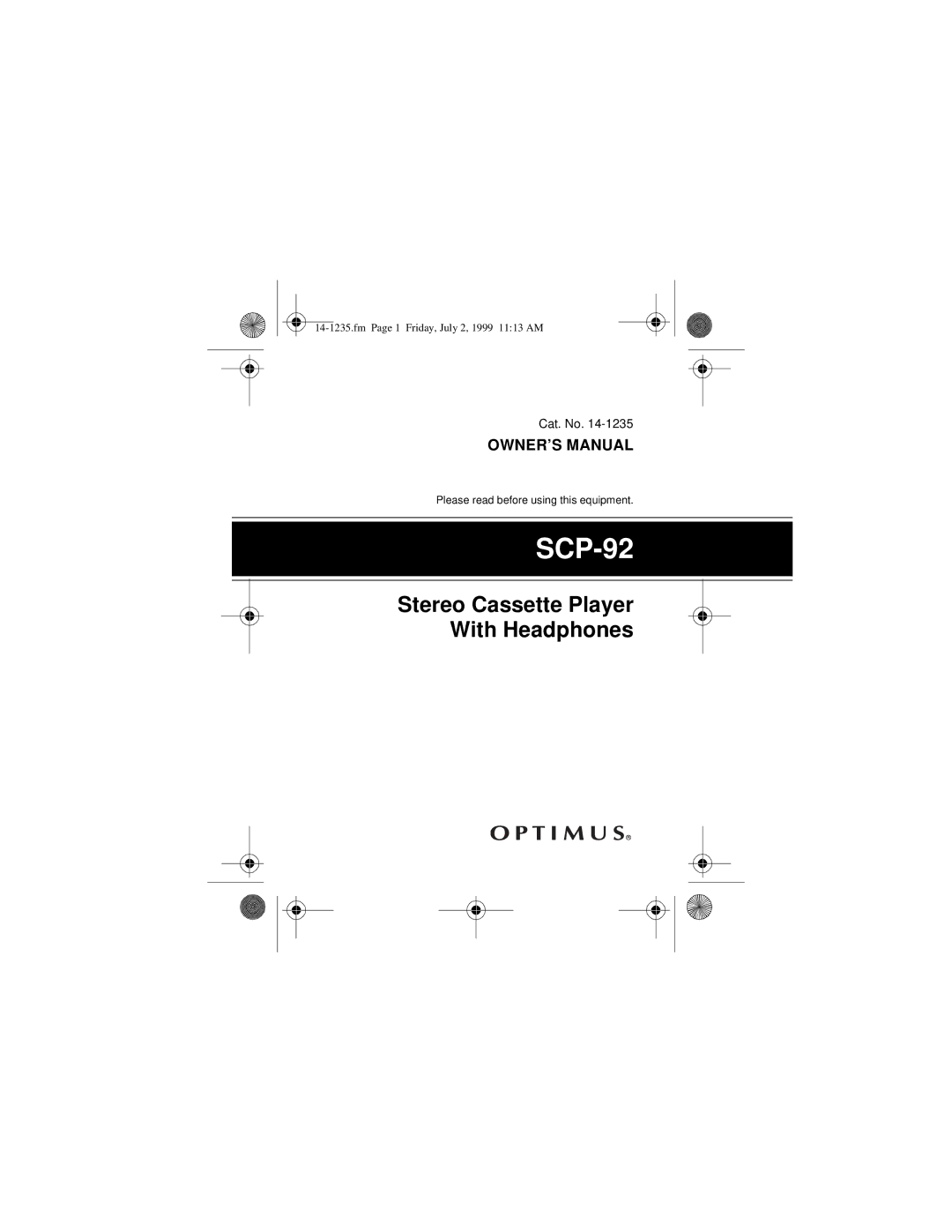 Optimus SCP-92 owner manual 