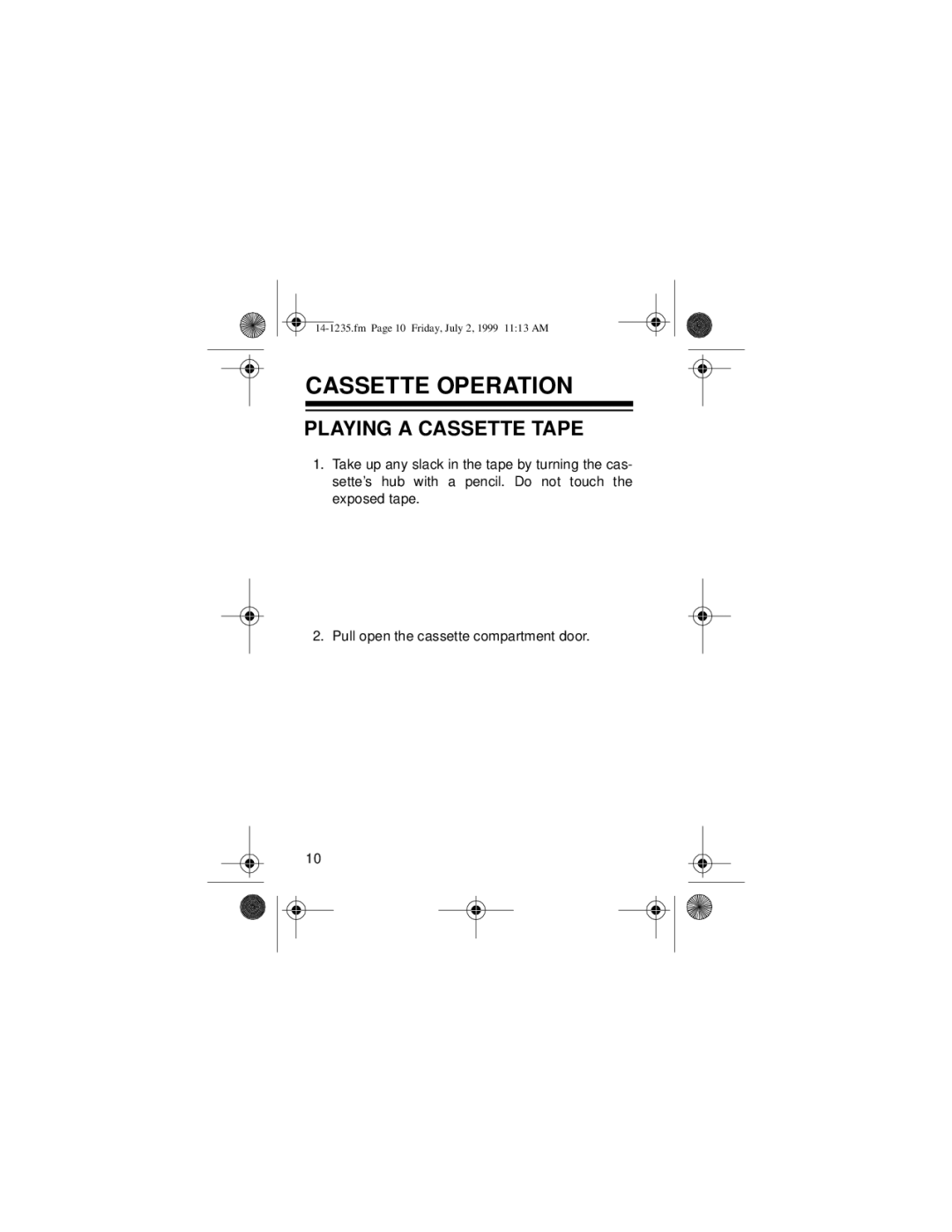 Optimus SCP-92 owner manual Cassette Operation, Playing a Cassette Tape 