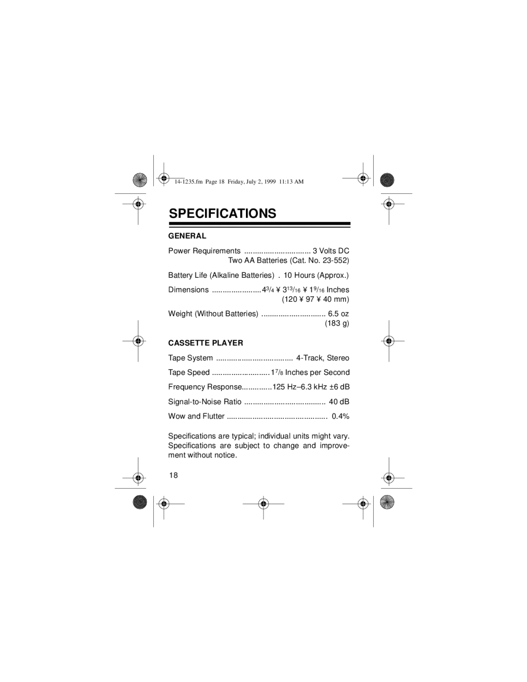 Optimus SCP-92 owner manual Specifications, General 