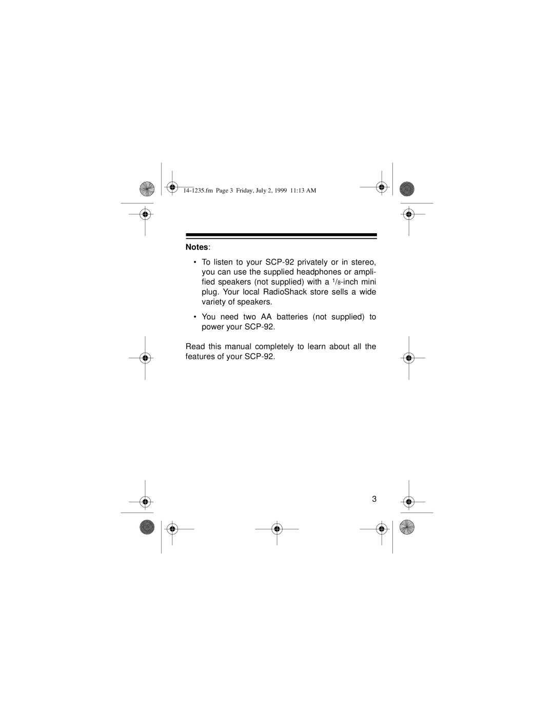 Optimus SCP-92 owner manual Fm Page 3 Friday, July 2, 1999 1113 AM 