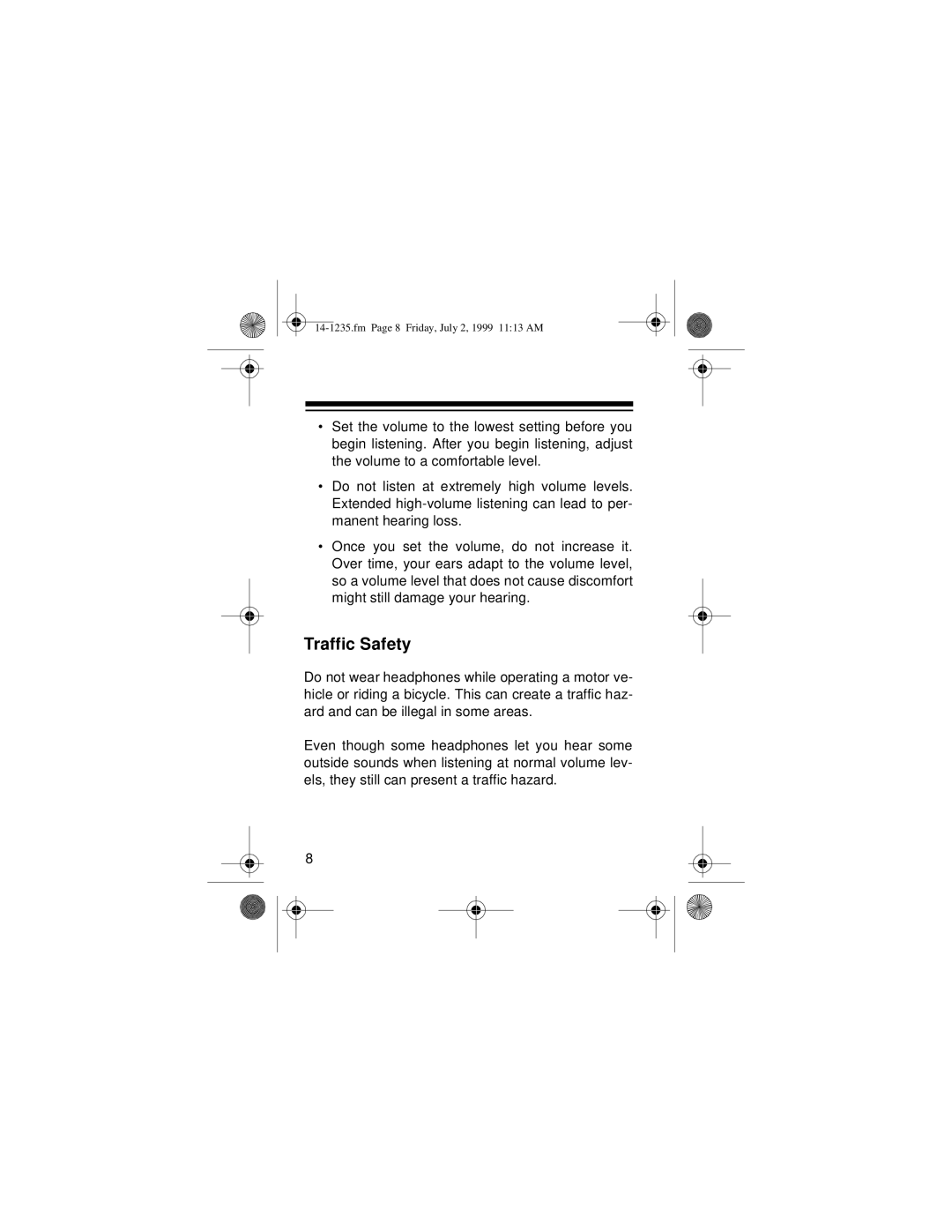 Optimus SCP-92 owner manual Traffic Safety 