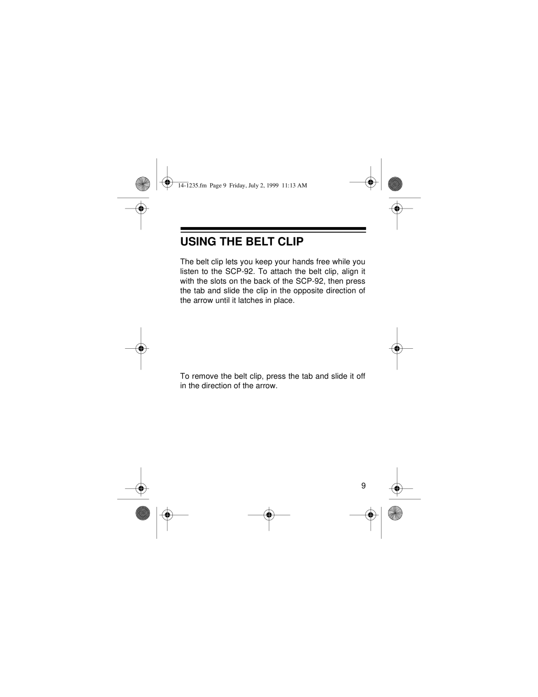 Optimus SCP-92 owner manual Using the Belt Clip 