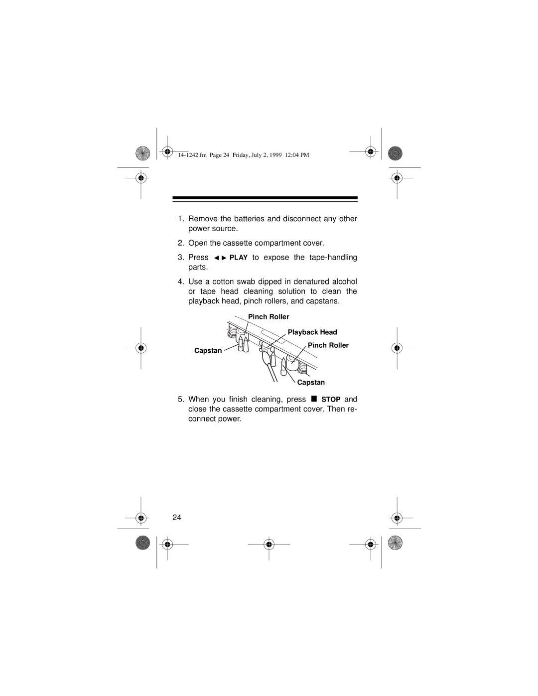 Optimus SCP-96 owner manual Pinch Roller Playback Head Capstan 