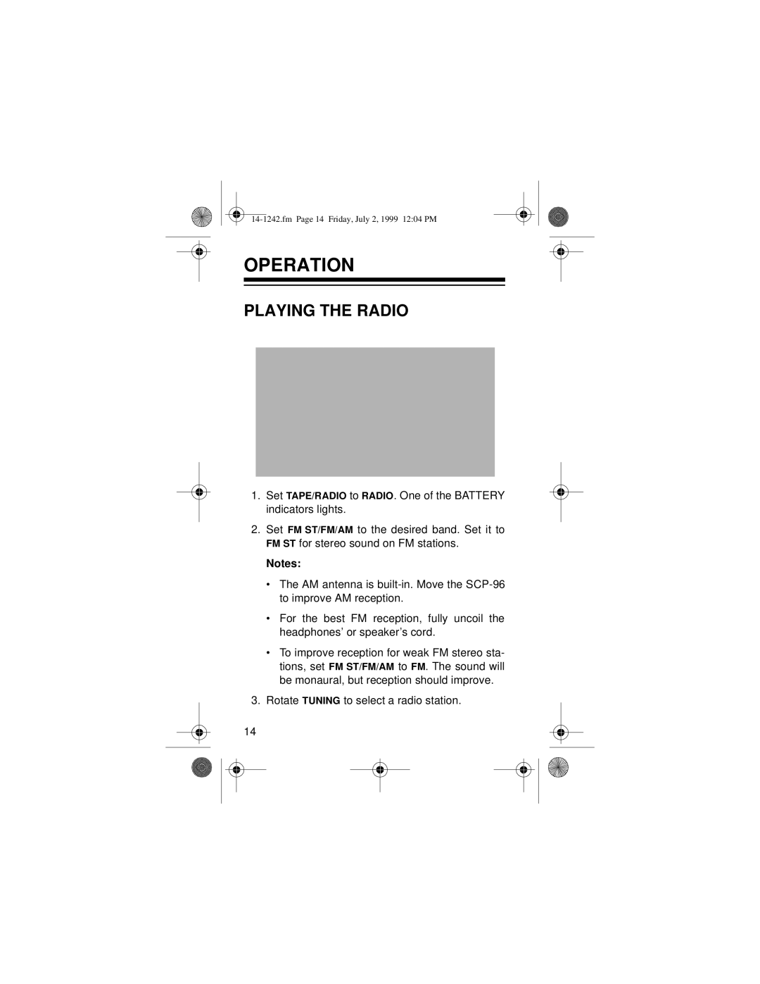 Optimus SCP-96 owner manual Operation, Playing The Radio 