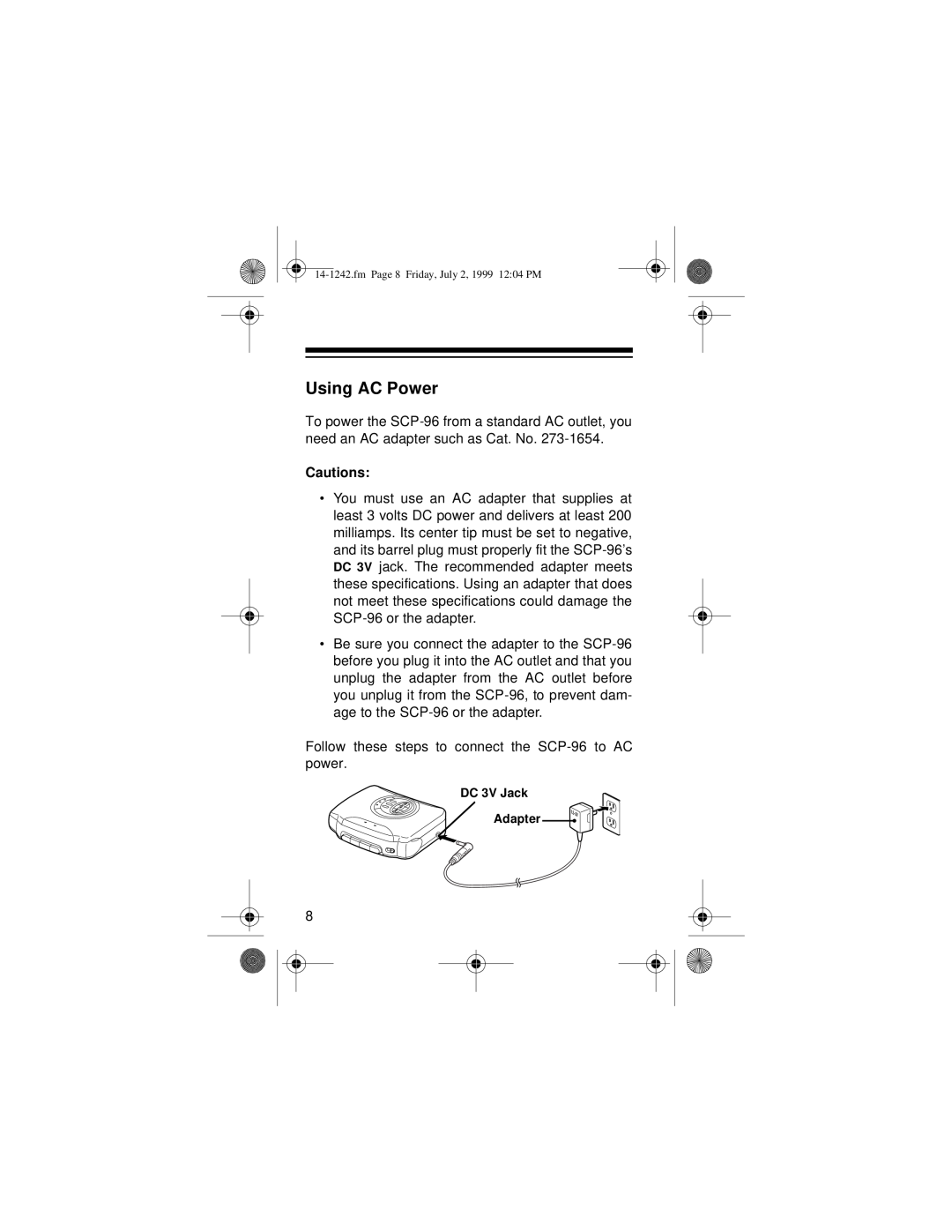 Optimus SCP-96 owner manual Using AC Power 