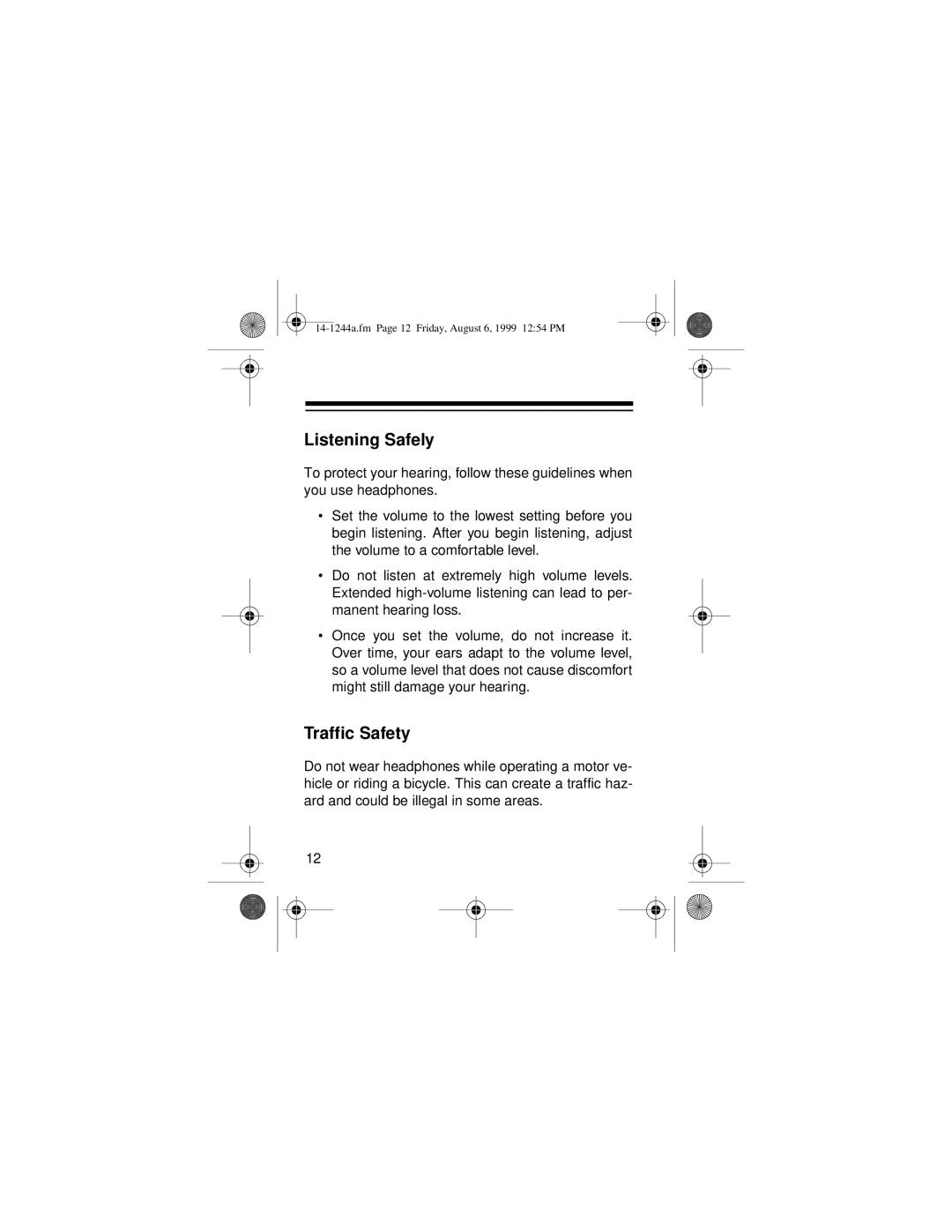 Optimus SCP-97 owner manual Listening Safely 