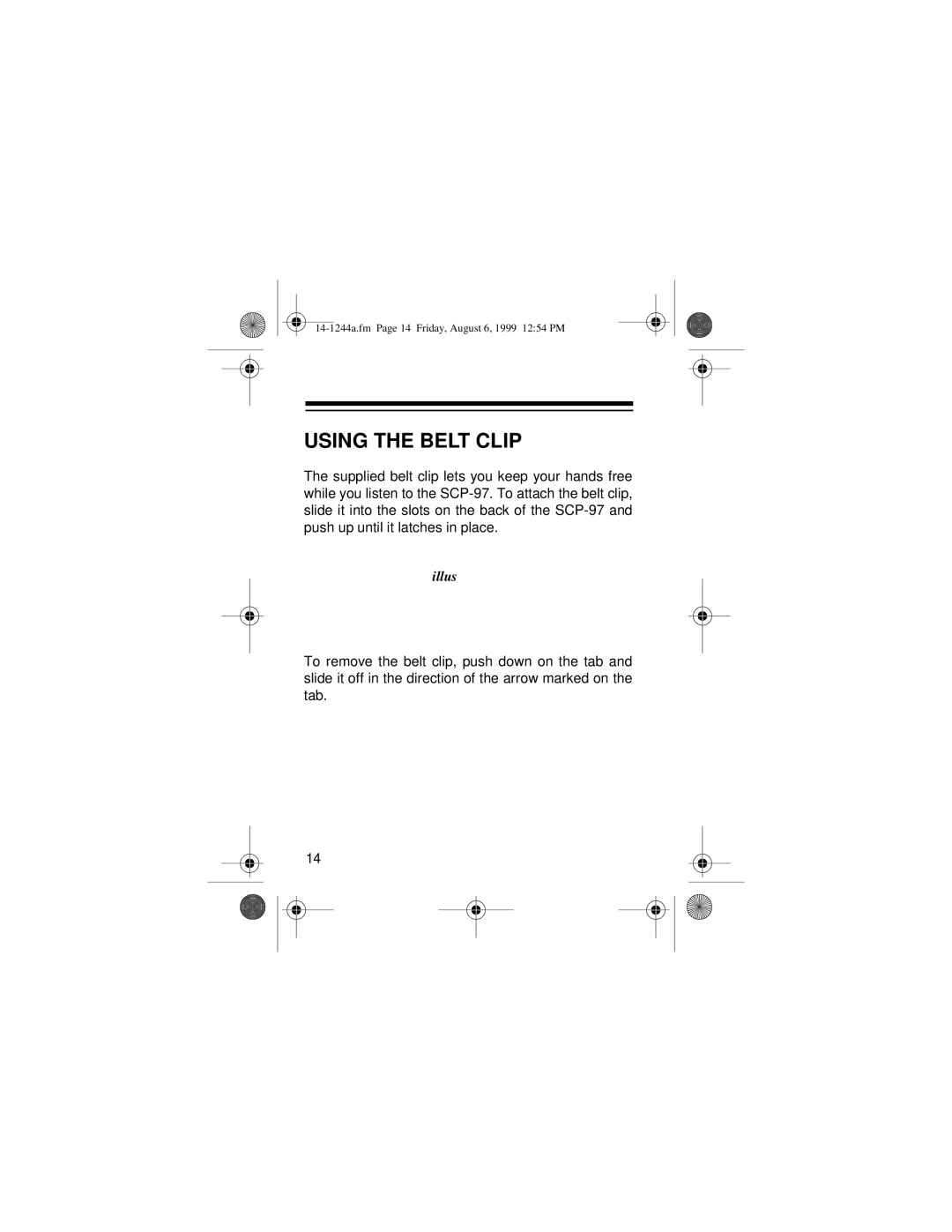 Optimus SCP-97 owner manual Using the Belt Clip 