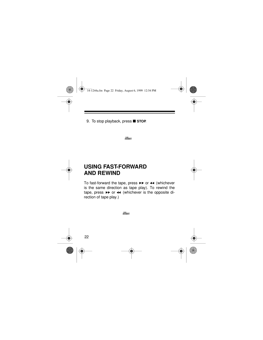 Optimus SCP-97 owner manual Using FAST-FORWARD Rewind 