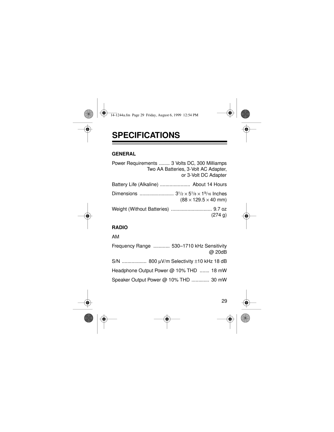 Optimus SCP-97 owner manual Specifications, General 