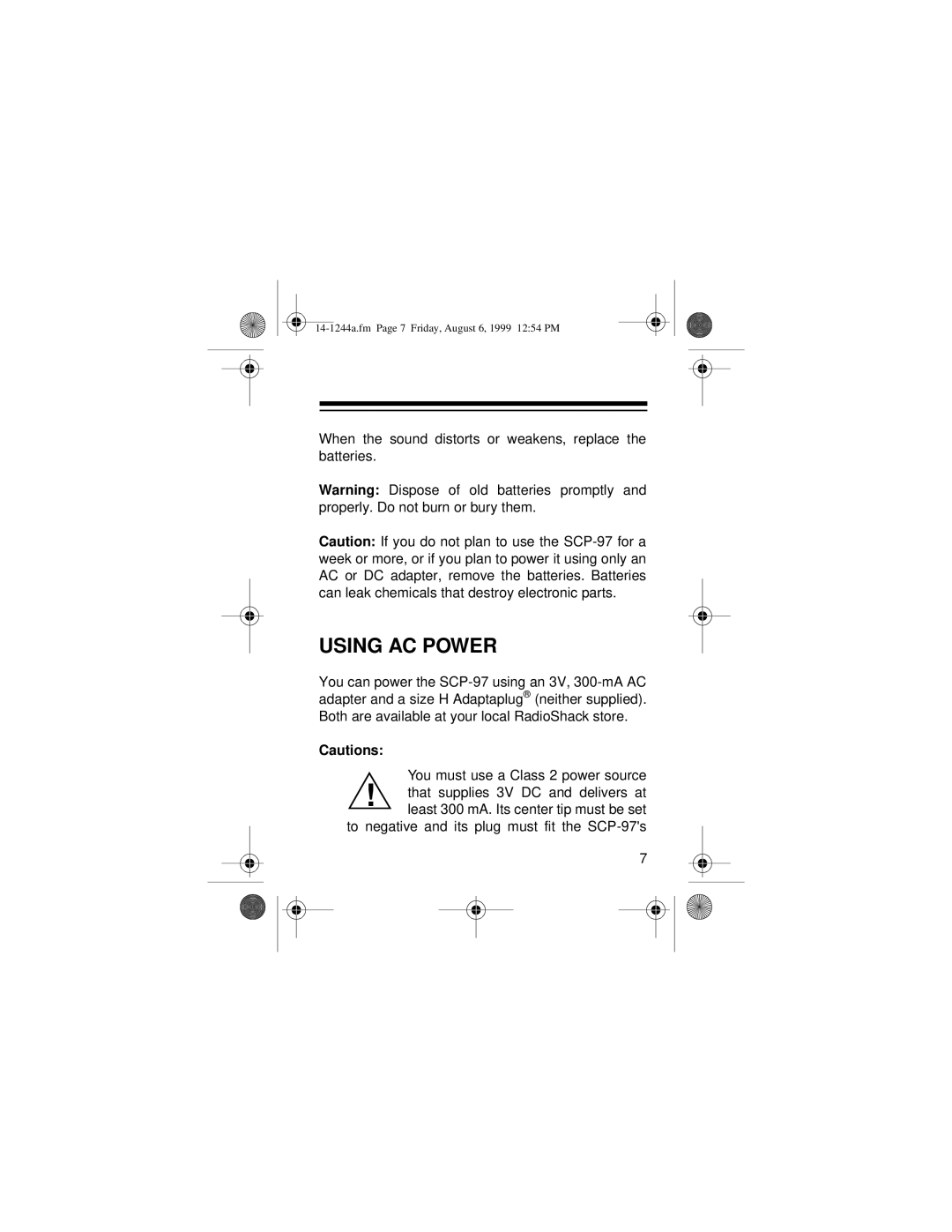 Optimus SCP-97 owner manual Using AC Power 