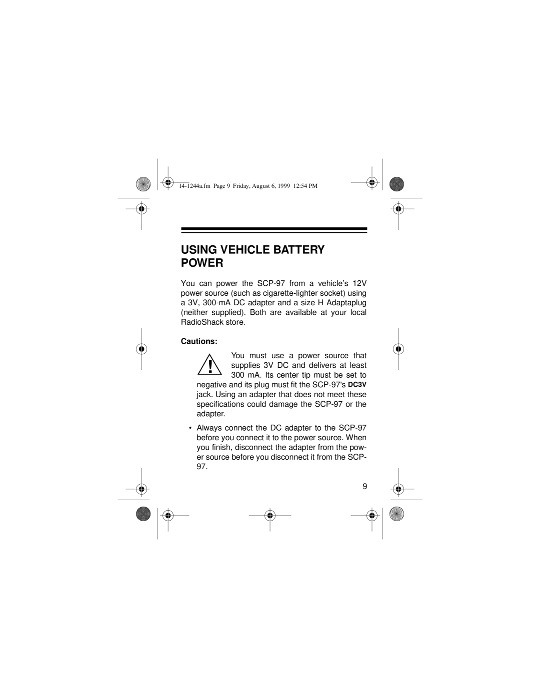 Optimus SCP-97 owner manual Using Vehicle Battery Power 