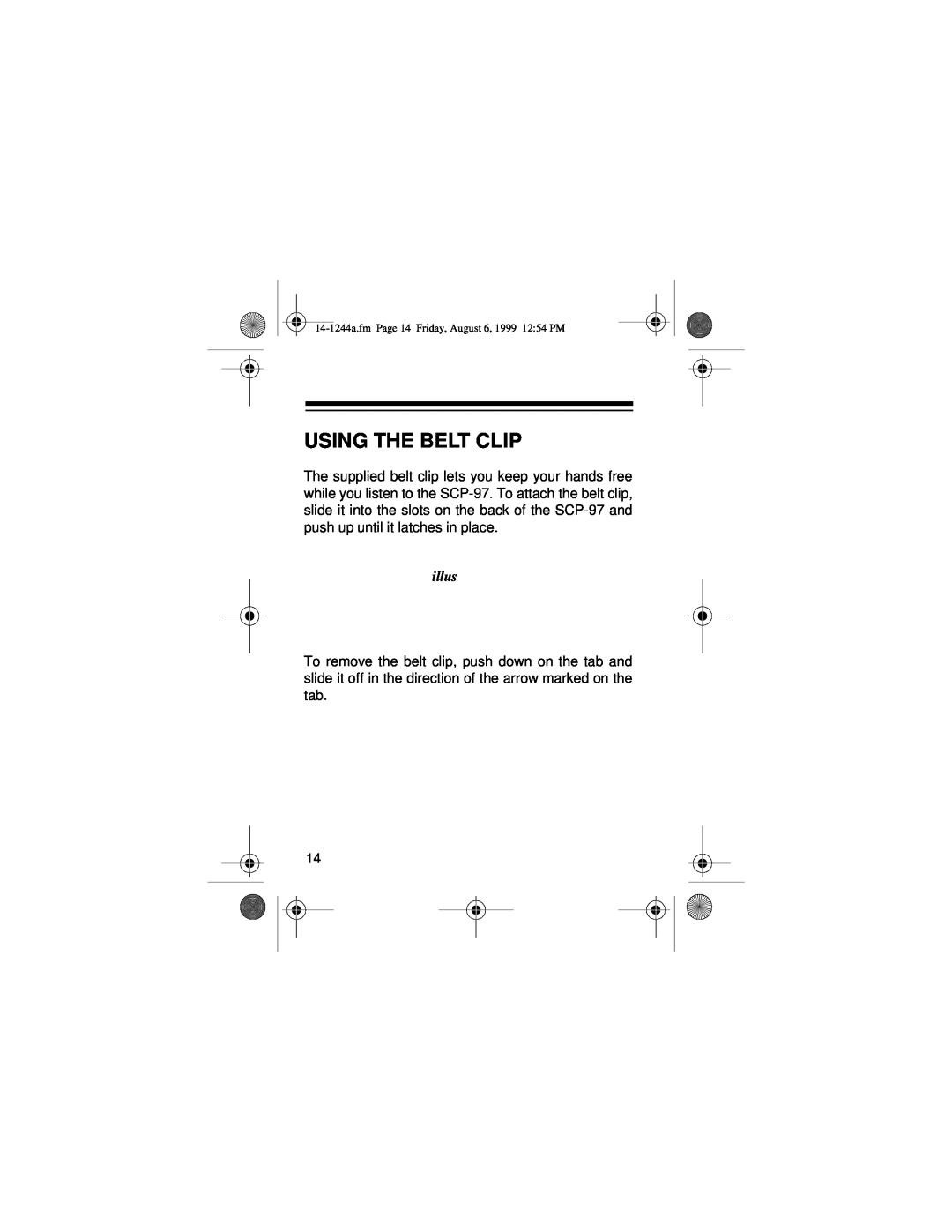Optimus SCP-97 owner manual Using The Belt Clip, illus 