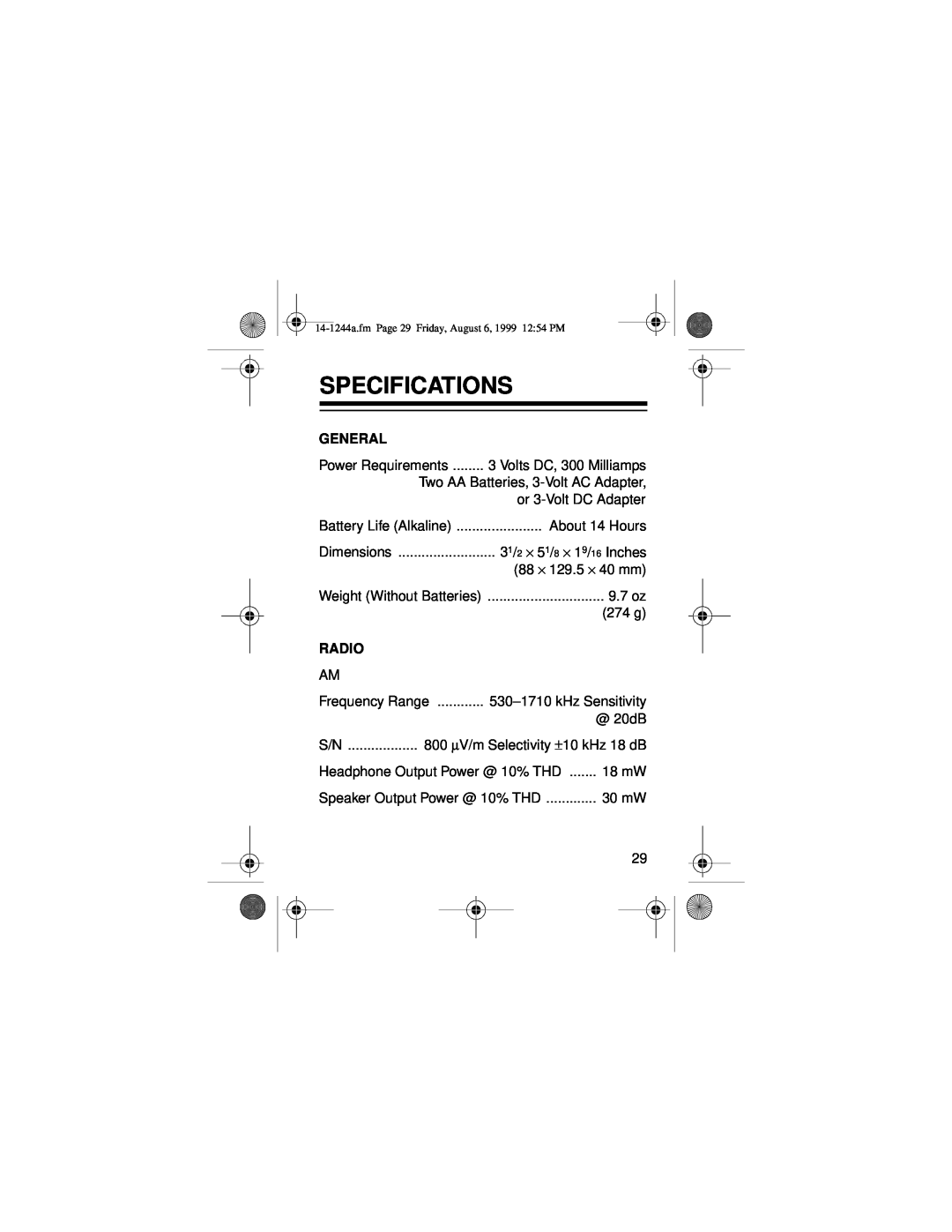 Optimus SCP-97 owner manual Specifications, General, Radio 