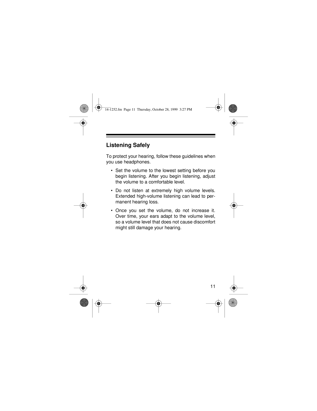 Optimus SCR-100 owner manual Listening Safely 