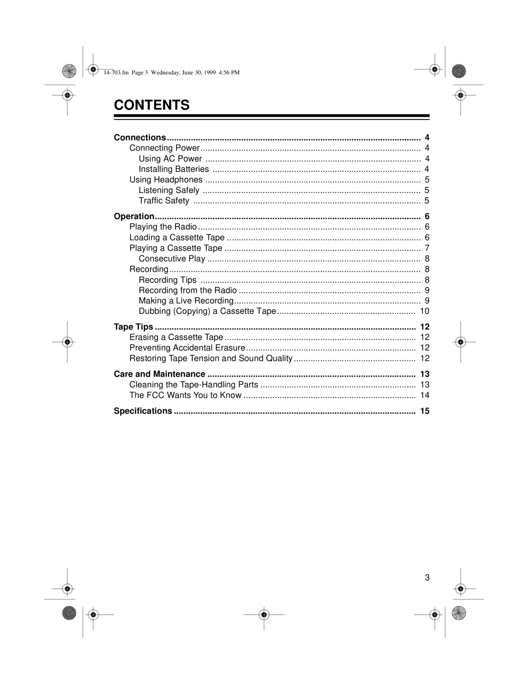 Optimus SCR-63 owner manual Contents 