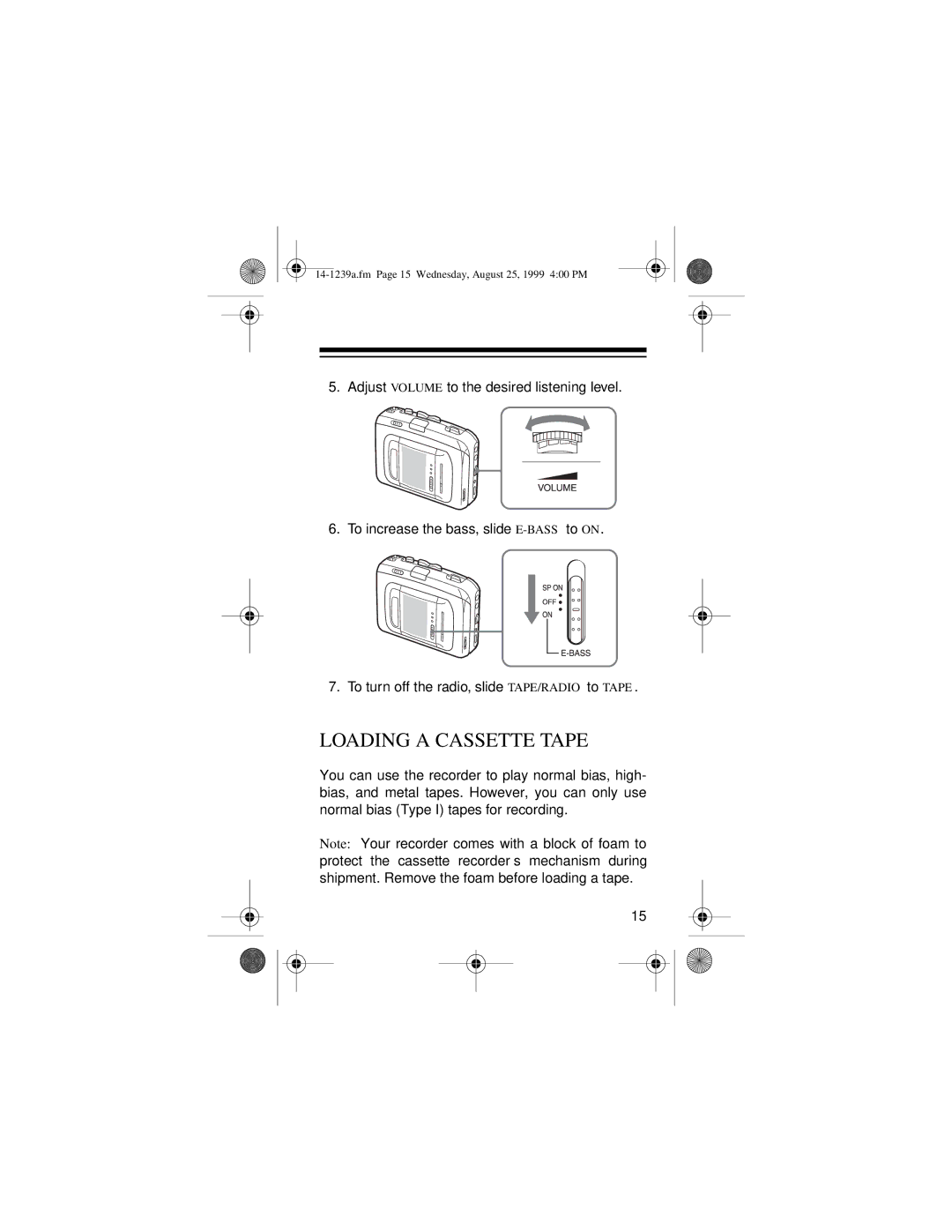 Optimus SCR-96 owner manual Loading a Cassette Tape 