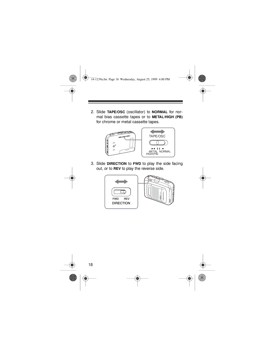 Optimus SCR-96 owner manual Tape/Osc 