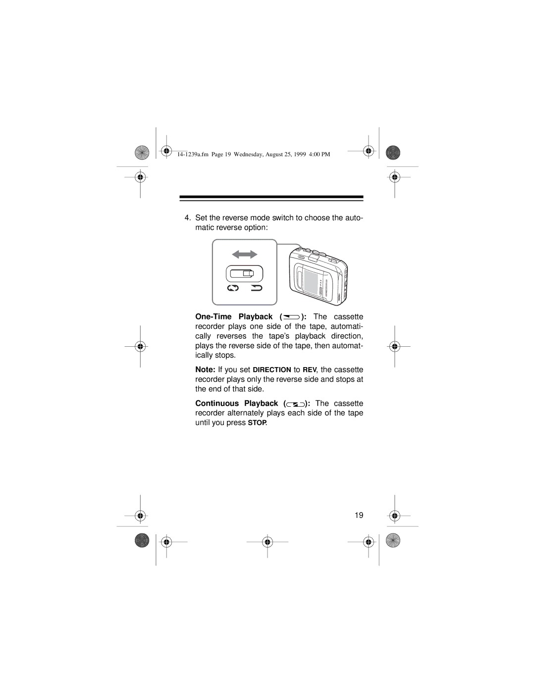 Optimus SCR-96 owner manual 14-1239a.fm Page 19 Wednesday, August 25, 1999 400 PM 