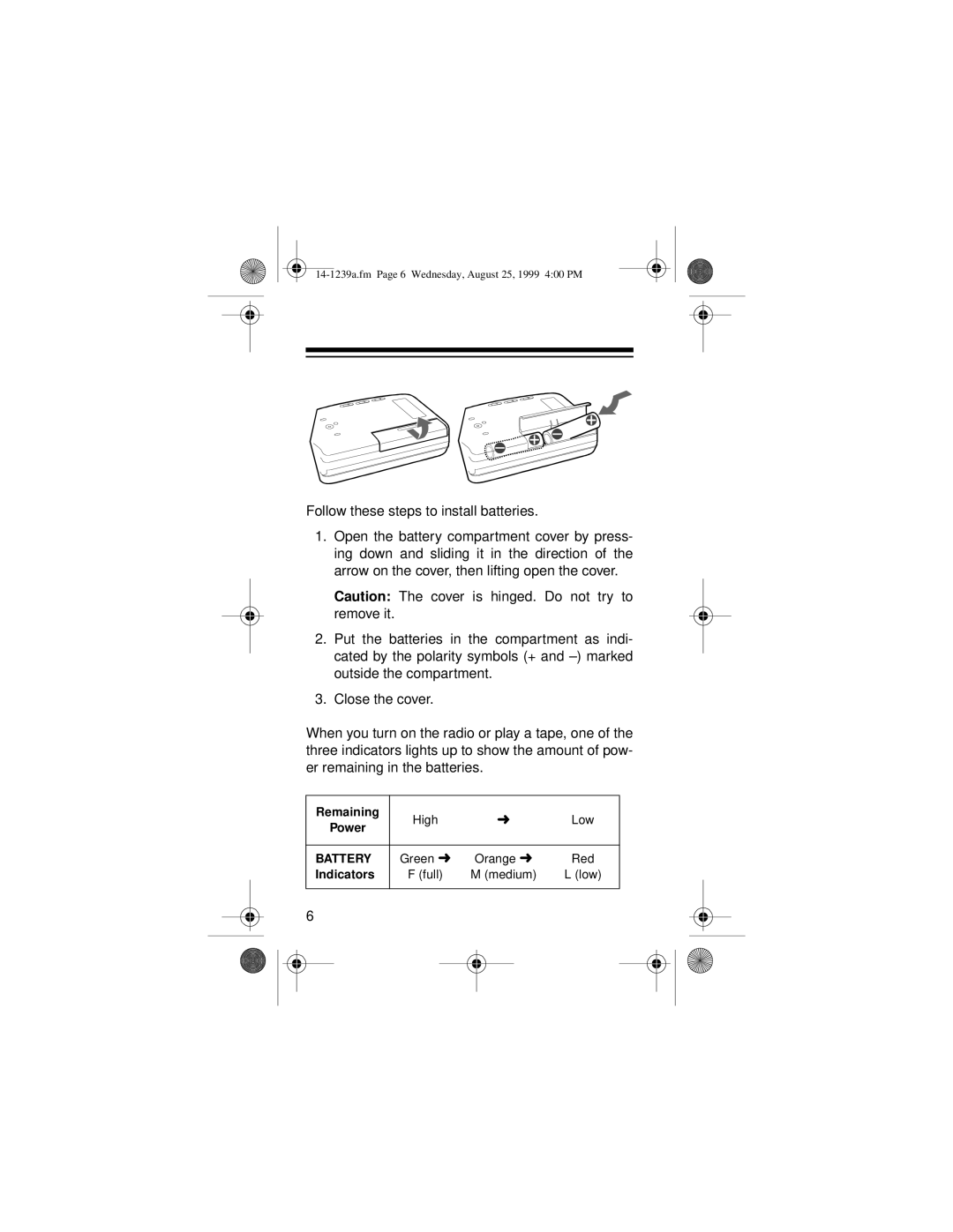 Optimus SCR-96 owner manual Battery 