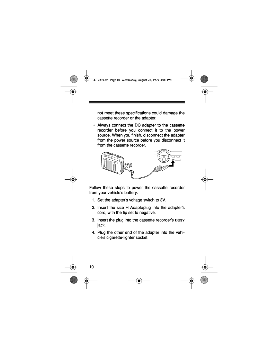 Optimus SCR-96 owner manual Set the adapter’s voltage switch to 