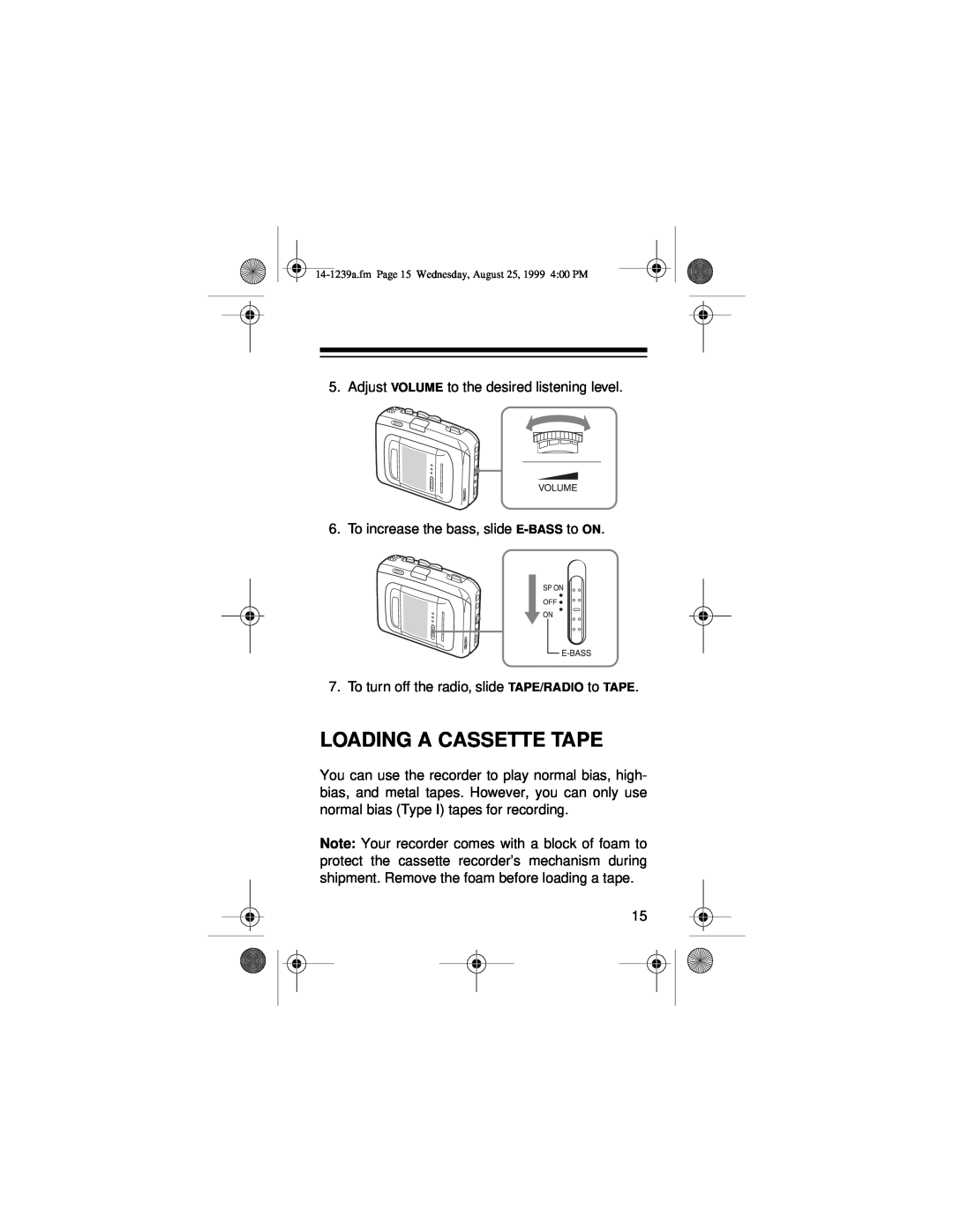 Optimus SCR-96 owner manual Loading A Cassette Tape 