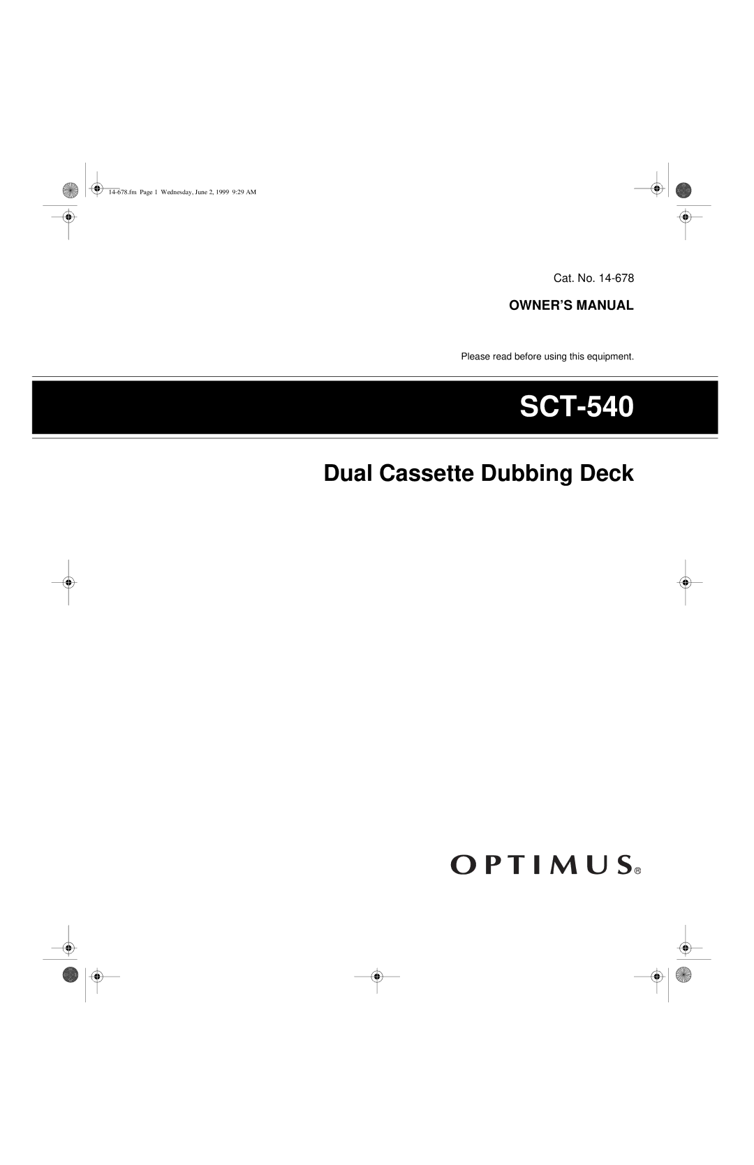 Optimus SCT-540 owner manual 