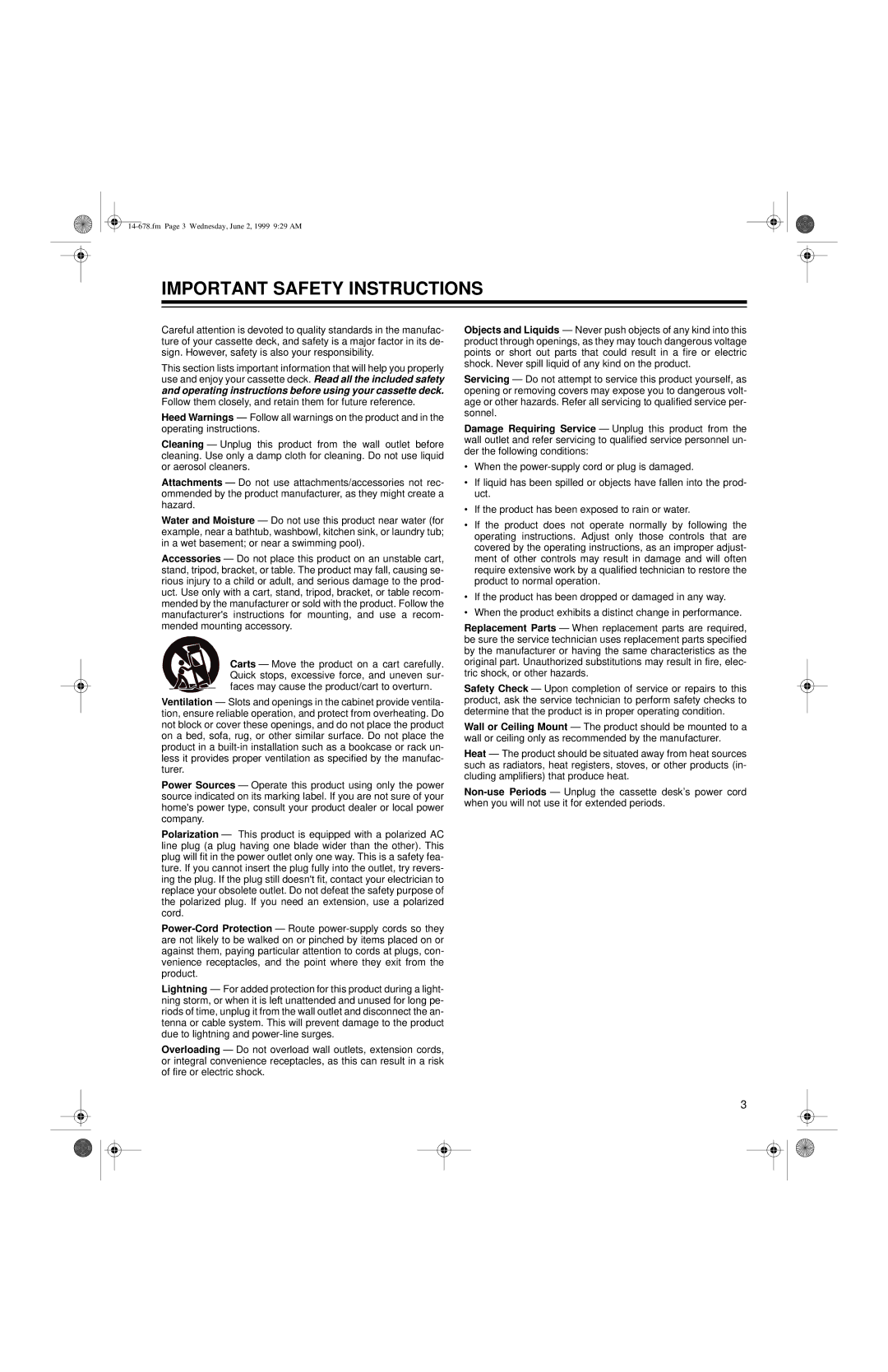 Optimus SCT-540 owner manual Important Safety Instructions 