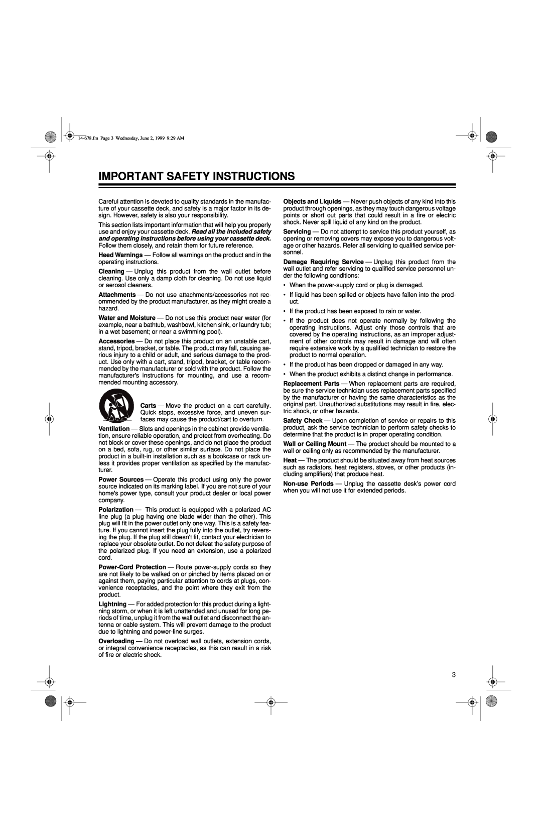 Optimus SCT-540 owner manual Important Safety Instructions 