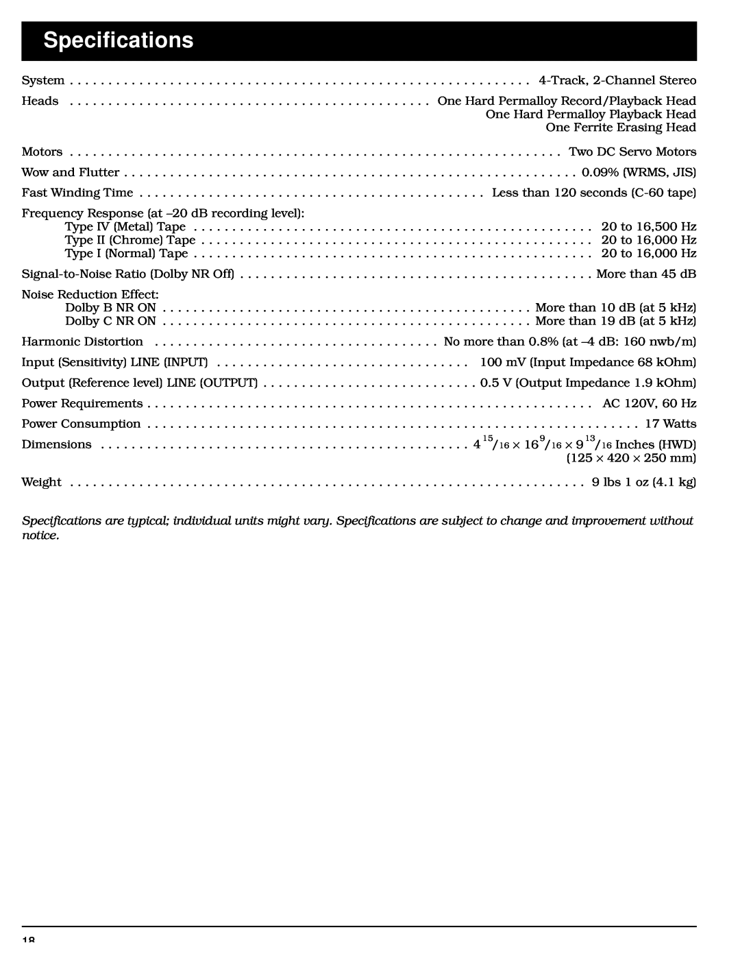 Optimus SCT-56 owner manual Specifications 