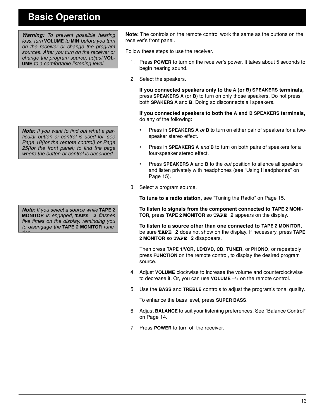 Optimus STA-3500 owner manual Basic Operation 