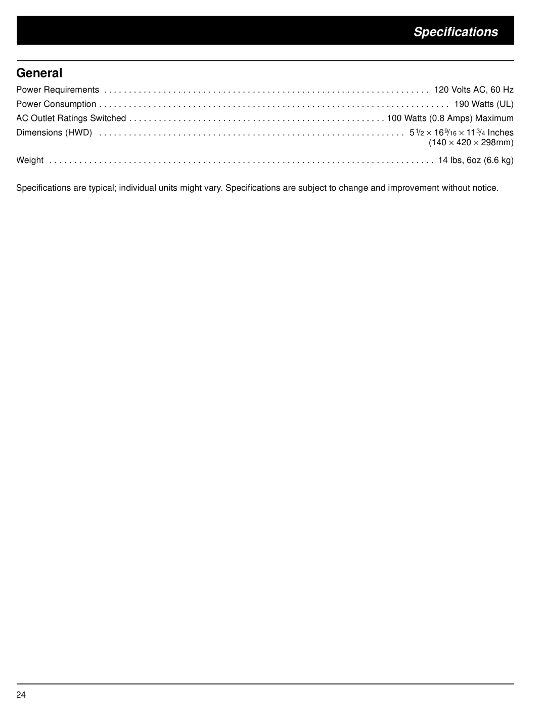 Optimus STA-3500 owner manual Specifications, General 